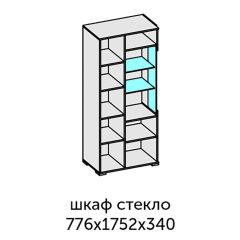 Аллегро-10 Шкаф 2дв. (со стеклом) (дуб крафт золотой-камень темный) в Соликамске - solikamsk.mebel24.online | фото 2