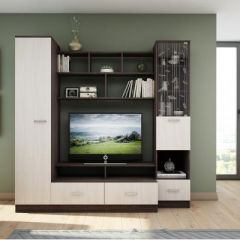 Гостиная ЛЕОН-4 (Анкор белый/Анкор темный) в Соликамске - solikamsk.mebel24.online | фото