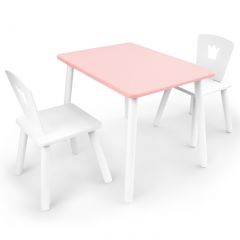 Комплект детской мебели стол и два стула Корона  (Розовый/Белый/Белый) в Соликамске - solikamsk.mebel24.online | фото