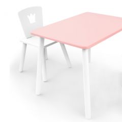 Комплект детской мебели стол и стул Корона (Розовый/Белый/Белый) в Соликамске - solikamsk.mebel24.online | фото