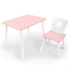 Комплект детской мебели стол и стул Корона (Розовый/Розовый/Белый) в Соликамске - solikamsk.mebel24.online | фото 1