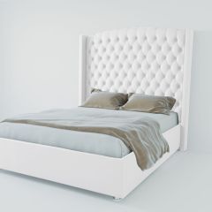 Кровать Берлин ЛЮКС с ПМ 1200 (экокожа белая) в Соликамске - solikamsk.mebel24.online | фото 2