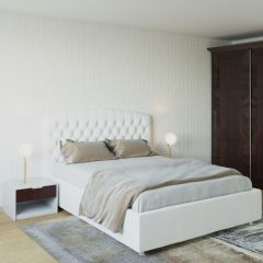 Кровать Берлин с ПМ 1600 (экокожа белая) в Соликамске - solikamsk.mebel24.online | фото 2