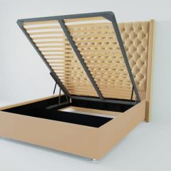 Кровать Версаль ЛЮКС с ПМ 1200 (экокожа бежевая) в Соликамске - solikamsk.mebel24.online | фото