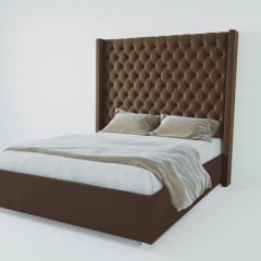 Кровать Версаль ЛЮКС с ПМ 1200 (экокожа коричневая) в Соликамске - solikamsk.mebel24.online | фото