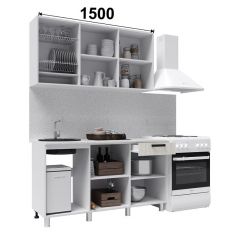 Кухня ДИОР 1.5 м (белый/дуб крафт белый) в Соликамске - solikamsk.mebel24.online | фото 2
