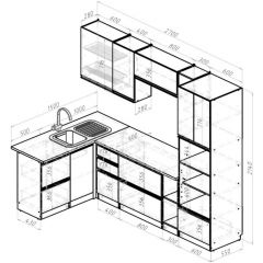 Кухонный гарнитур Амели мега прайм 1500х2700 мм в Соликамске - solikamsk.mebel24.online | фото 3