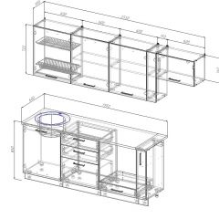 Кухонный гарнитур Вегас 2550 (Стол. 26мм) в Соликамске - solikamsk.mebel24.online | фото 2