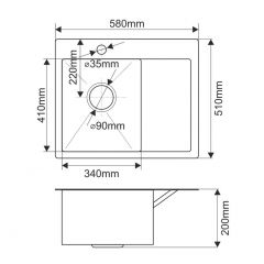 Мойка HD5851L MELANA ProfLine 3,0/200 САТИН врезная прямоугольная с коландером HD5851L в Соликамске - solikamsk.mebel24.online | фото 2