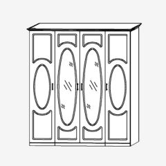 Прованс-2 Шкаф 4-х дверный с 2 зеркалами (Итальянский орех/Груша с платиной черной) в Соликамске - solikamsk.mebel24.online | фото