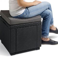 Пуфик Куб с подушкой (Cube with cushion) коричневый - серо-бежевый* в Соликамске - solikamsk.mebel24.online | фото 2