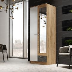 Шкаф Адель 800 с полками (дуб вотан/белый глянец) в Соликамске - solikamsk.mebel24.online | фото