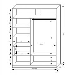 Шкаф-купе 1500 серии NEW CLASSIC K2+K2+B2+PL2(2 ящика+1 штанга+1 полка) профиль «Капучино» в Соликамске - solikamsk.mebel24.online | фото 3