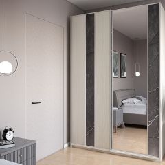Шкаф-купе 1500 серии SILVER S4+S3Z+B2+PL1 (2 ящика+1 штанга) профиль «Серебро» в Соликамске - solikamsk.mebel24.online | фото