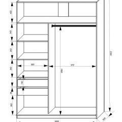 Шкаф-купе 1600 серии SOFT D1+D3+B2+PL1 (2 ящика+1штанга) профиль «Графит» в Соликамске - solikamsk.mebel24.online | фото 4