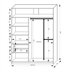 Шкаф-купе 1700 серии NEW CLASSIC K4+K4+B2+PL4 (2 ящика+F обр. штанга) профиль «Капучино» в Соликамске - solikamsk.mebel24.online | фото 3