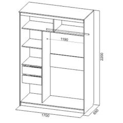 Шкаф-купе №19 Серия 3 Квадро (1700) Ясень Анкор светлый в Соликамске - solikamsk.mebel24.online | фото 4