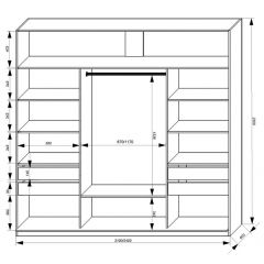 Шкаф-купе 2100 серии SOFT D2+D7+D3+B22+PL2 (по 2 ящика лев/прав+1штанга+1полка) профиль «Графит» в Соликамске - solikamsk.mebel24.online | фото 3