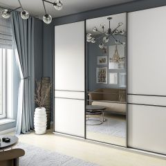 Шкаф-купе 2100 серии SOFT D5+D4+D5+B22+PL3 (по 2 ящика лев/прав+2штанги) профиль «Графит» в Соликамске - solikamsk.mebel24.online | фото