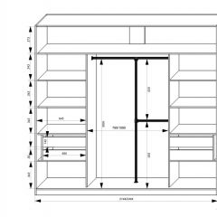 Шкаф-купе 2150 серии NEW CLASSIC K4+K4+K4+B22+PL4(по 2 ящика лев/прав+F обр.штанга) профиль «Капучино» в Соликамске - solikamsk.mebel24.online | фото 3