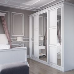 Шкаф-купе 2150 серии NEW CLASSIC K6Z+K1+K6+B22+PL2(по 2 ящика лев/прав+1 штанга+1 полка) профиль «Капучино» в Соликамске - solikamsk.mebel24.online | фото