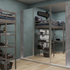 Шкаф-купе 2250 серии SILVER S3+S1+S3Z B22+PL2 (по 2 ящика лев/прав+1штанга+1 полка) профиль «Серебро» в Соликамске - solikamsk.mebel24.online | фото