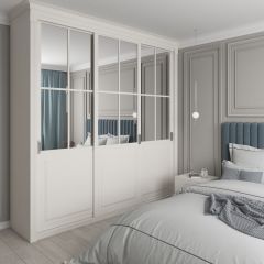 Шкаф-купе 2450 серии NEW CLASSIC K4+K4+K4+B22+PL4 (по 2 ящика лев/прав+F обр.штанга) профиль «Капучино» в Соликамске - solikamsk.mebel24.online | фото