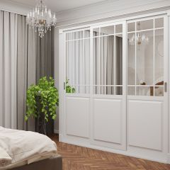 Шкаф-купе 2450 серии NEW CLASSIC K5+K5+K5+B22+PL3 (по 2 ящика лев/прав+1 штанга+1полка) профиль «Капучино» в Соликамске - solikamsk.mebel24.online | фото