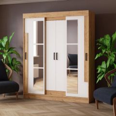 Шкаф-купе ТВИСТ Белый/Дуб крафт золотой в Соликамске - solikamsk.mebel24.online | фото