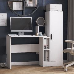 Стол компьютерный СКМ-2 ЛДСП Белый в Соликамске - solikamsk.mebel24.online | фото