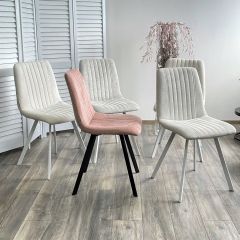 Стул ELVIS WZ2042-01 молочный фактурный велюр / белый каркас М-City в Соликамске - solikamsk.mebel24.online | фото 2