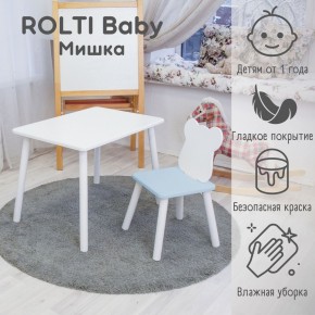 Детский комплект стол и стул «Мишка» Rolti Baby  (голубая столешница/голубое сиденье/белые ножки) в Соликамске - solikamsk.mebel24.online | фото