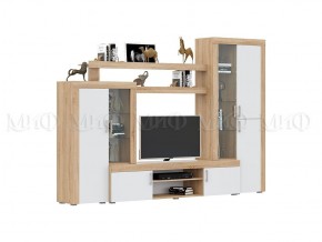 СТАС Гостиная (МДФ) Белый глянец/дуб сонома в Соликамске - solikamsk.mebel24.online | фото