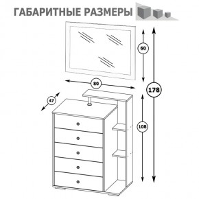 Камелия Комод + Зеркало, цвет белый, ШхГхВ 80х46,8х178 см., НЕ универсальная сборка в Соликамске - solikamsk.mebel24.online | фото 6