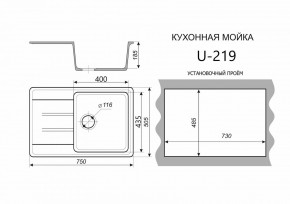 Каменная мойка ULSTONE U-219 (755х505) в Соликамске - solikamsk.mebel24.online | фото 2