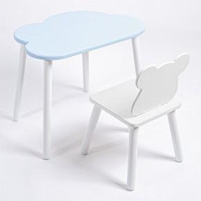 Комплект детский стол ОБЛАЧКО и стул МИШКА ROLTI Baby (голубая столешница/белое сиденье/белые ножки) в Соликамске - solikamsk.mebel24.online | фото 1