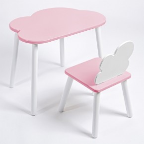 Комплект детский стол ОБЛАЧКО и стул ОБЛАЧКО ROLTI Baby (розовая столешница/розовое сиденье/белые ножки) в Соликамске - solikamsk.mebel24.online | фото