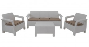 Комплект уличной мебели Yalta Premium Terrace Triple Set (Ялта) белый (+подушки под спину) в Соликамске - solikamsk.mebel24.online | фото