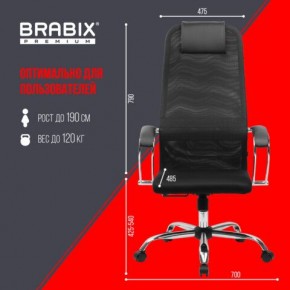 Кресло BRABIX PREMIUM "Ultimate EX-800" хром, плотная двойная сетка Х2, черное, 532911 в Соликамске - solikamsk.mebel24.online | фото 6