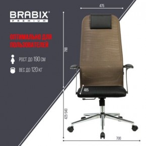 Кресло BRABIX PREMIUM "Ultimate EX-801" хром, плотная двойная сетка Х2, черное/коричневое, 532920 в Соликамске - solikamsk.mebel24.online | фото 6