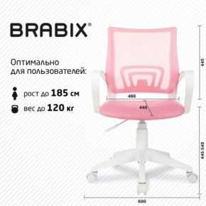 Кресло BRABIX "Fly MG-396W", с подлокотниками, пластик белый, сетка, розовое, 533008 в Соликамске - solikamsk.mebel24.online | фото 5