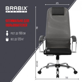 Кресло офисное BRABIX PREMIUM "Ultimate EX-800" хром, плотная двойная сетка Х2, черное/серое, 532912 в Соликамске - solikamsk.mebel24.online | фото 3