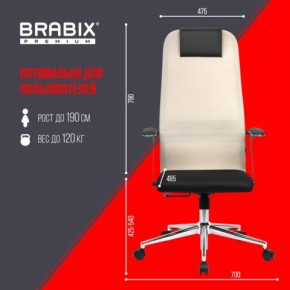 Кресло офисное BRABIX PREMIUM "Ultimate EX-801" хром, плотная двойная сетка Х2, черное/бежевое, 532919 в Соликамске - solikamsk.mebel24.online | фото 6