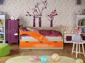 Кровать Дельфин-1 800*1600 (Оранжевый металлик/дуб крафт белый) в Соликамске - solikamsk.mebel24.online | фото