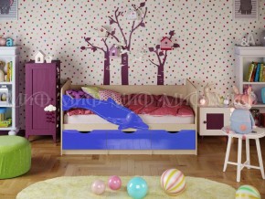 Кровать Дельфин-1 800*1600 (Синий металлик/дуб крафт белый) в Соликамске - solikamsk.mebel24.online | фото