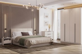 Кровать двойная №4 с основанием (Бежевый) в Соликамске - solikamsk.mebel24.online | фото 3
