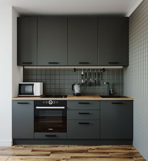 Кухонный гарнитур Антрацит 2200 (Стол. 26мм) в Соликамске - solikamsk.mebel24.online | фото