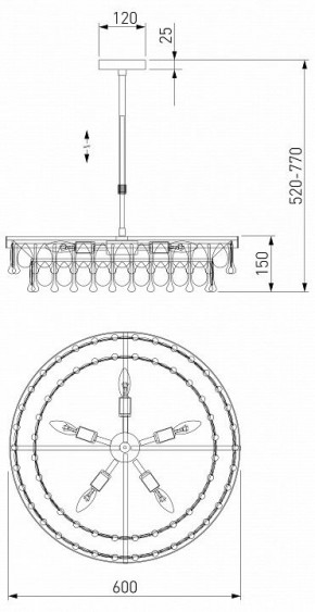 Люстра на штанге Eurosvet Sophie 60165/6 латунь в Соликамске - solikamsk.mebel24.online | фото 3