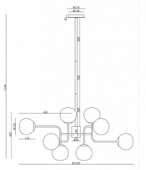 Люстра на штанге Maytoni Erich MOD221-PL-12-G в Соликамске - solikamsk.mebel24.online | фото 3