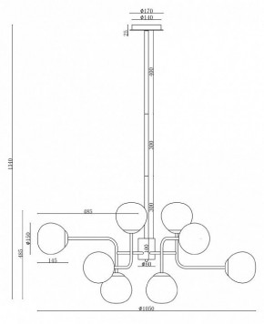 Люстра на штанге Maytoni Erich MOD221-PL-12-N в Соликамске - solikamsk.mebel24.online | фото 3